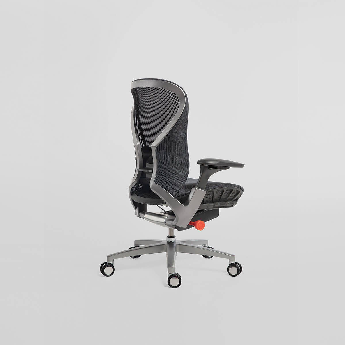 Rear side view of Archimedes office chair without headrest