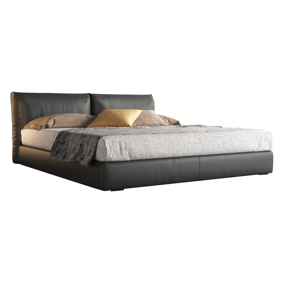 Brighton Merino Leather Bed Frame front angle view