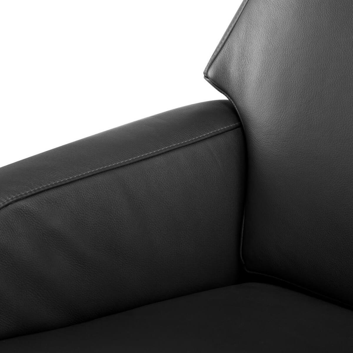 Close-up of Camillo semi-aniline leather armrest detail