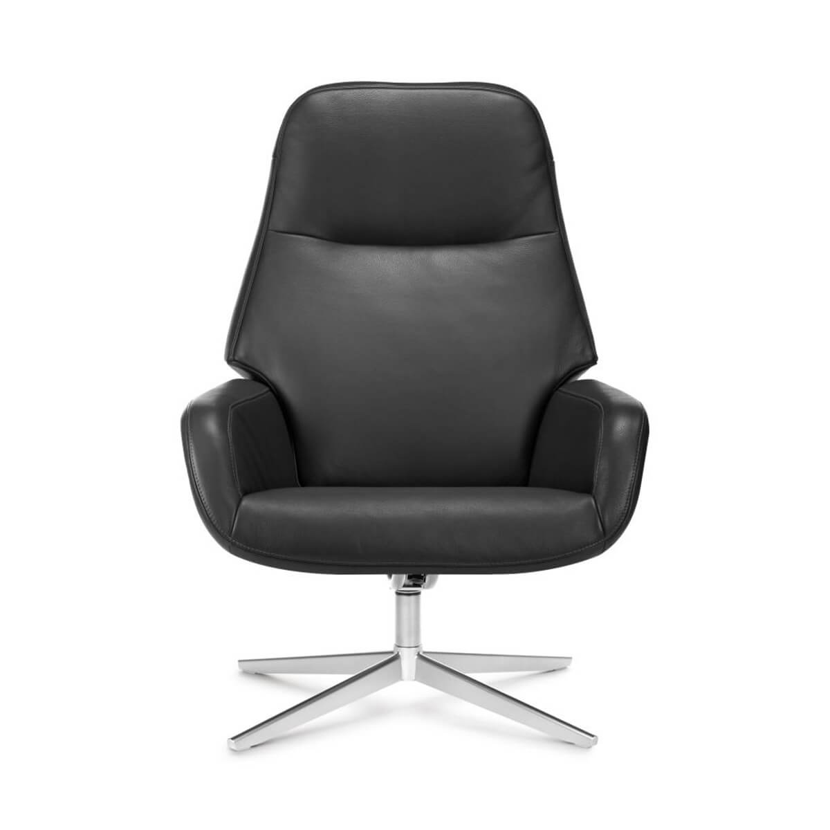 Front view of black Camillo Swivel Recliner Chair