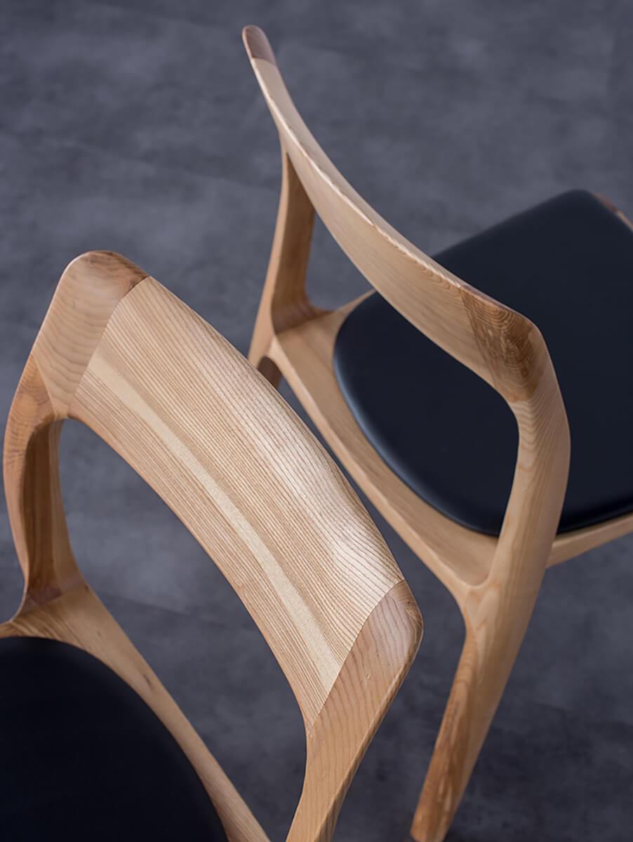 Sculpted timber craftsmanship detail of the Visby dining chair