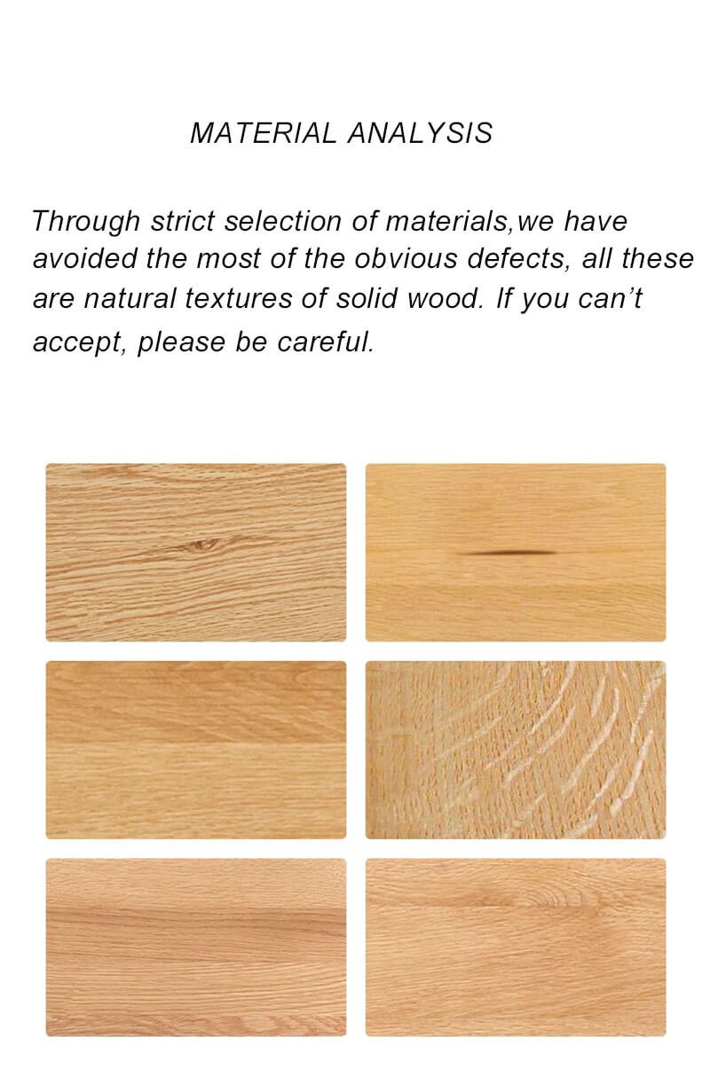 Material analysis of the Denmark solid oak dining table showing natural oak grain characteristics