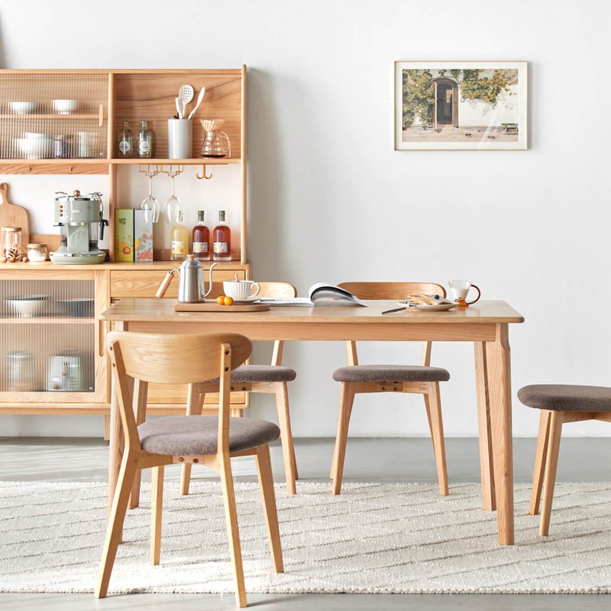 Denmark solid oak dining table in a dining room