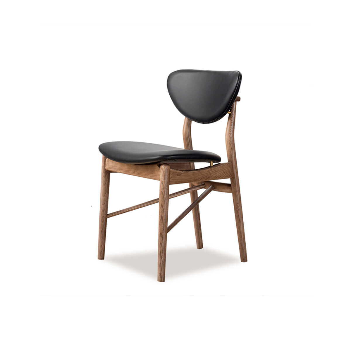 Ellyn solid ash dining chair with floating backrest and black upholstered seat