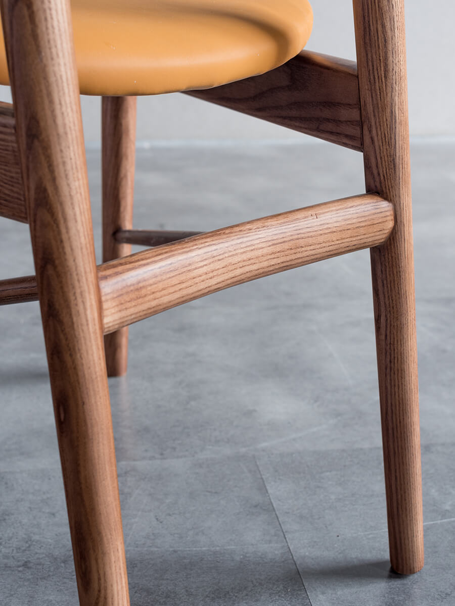 Solid American ash frame detail of the Ellyn dining chair
