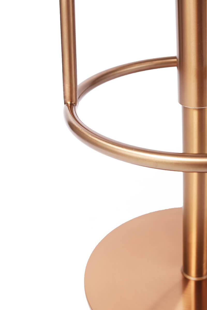 Close-up of Jason bar stool metal base and footrest detail