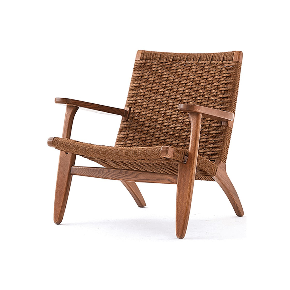 Kelaos armchair dark wood version with woven rope seat and backrest