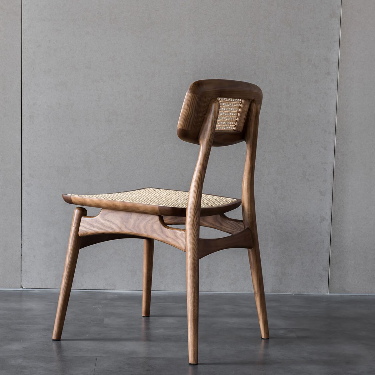 Back view of the Leny Solid Ash Rattan Dining Chair