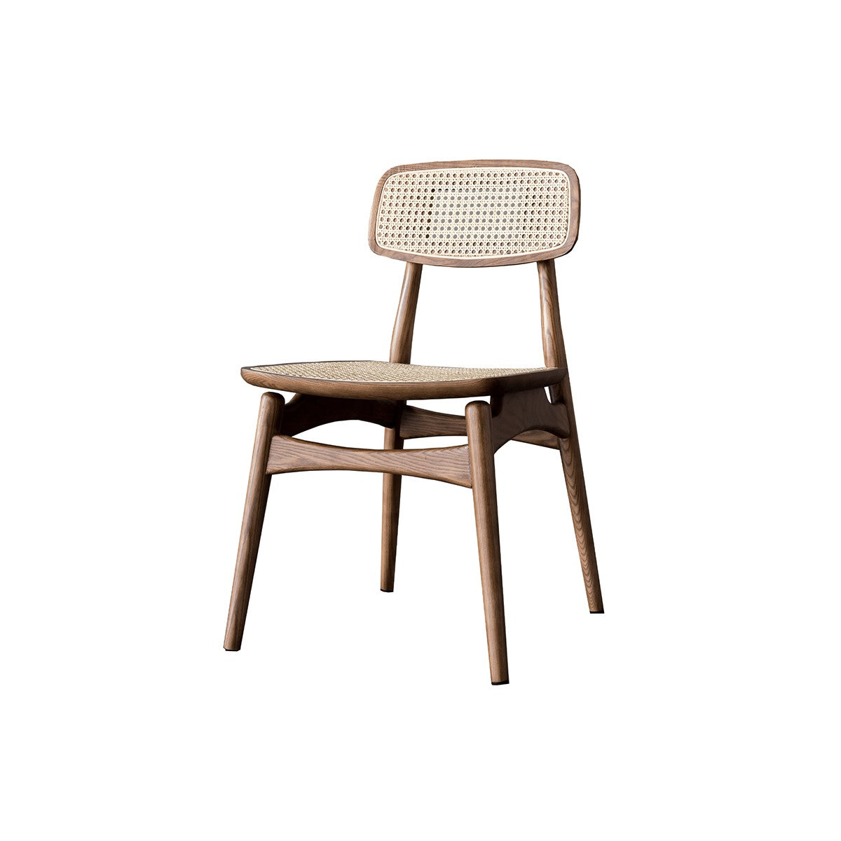 Front view of the Leny Solid Ash Rattan Dining Chair