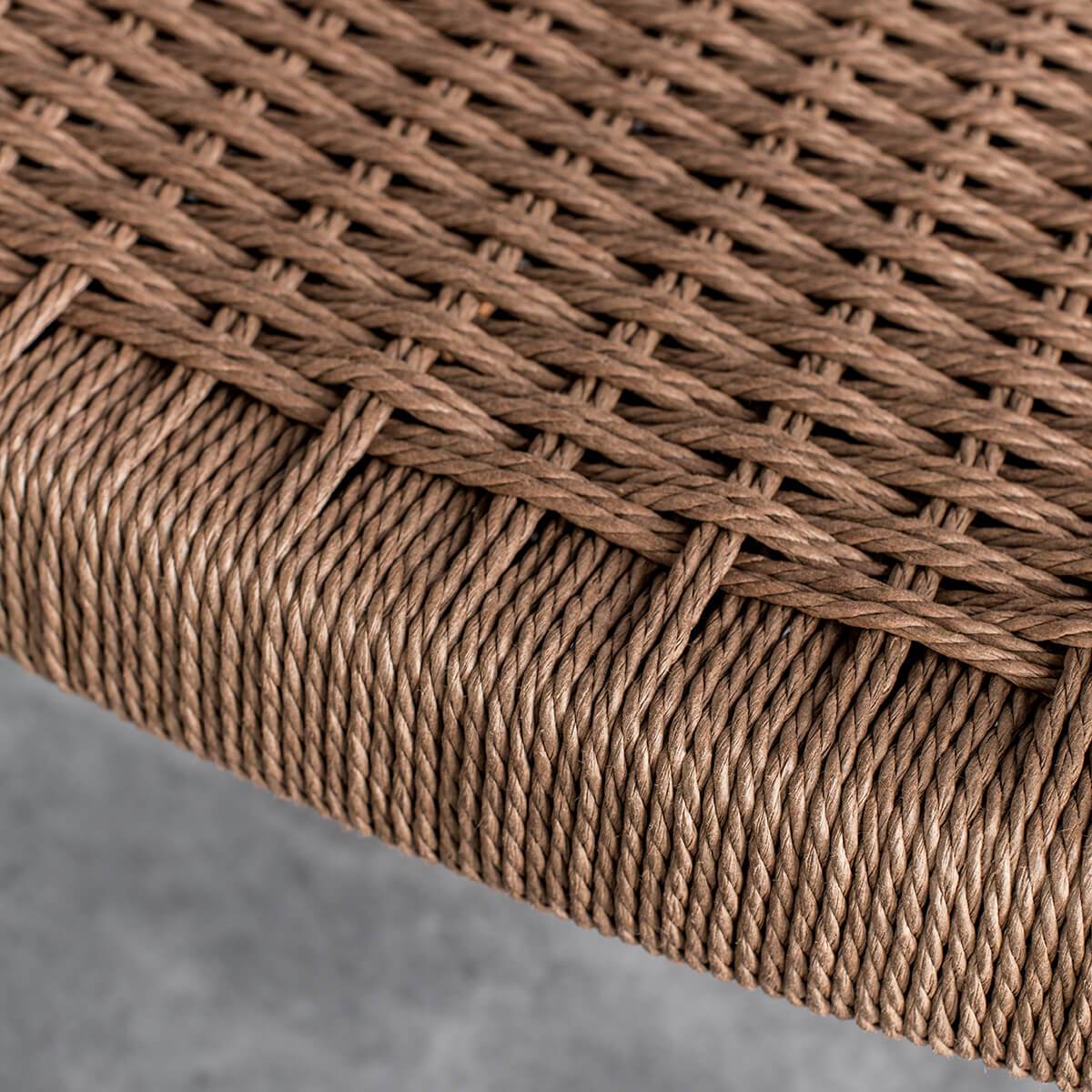 Close-up detail of Lund handwoven paper cord dining chair seat
