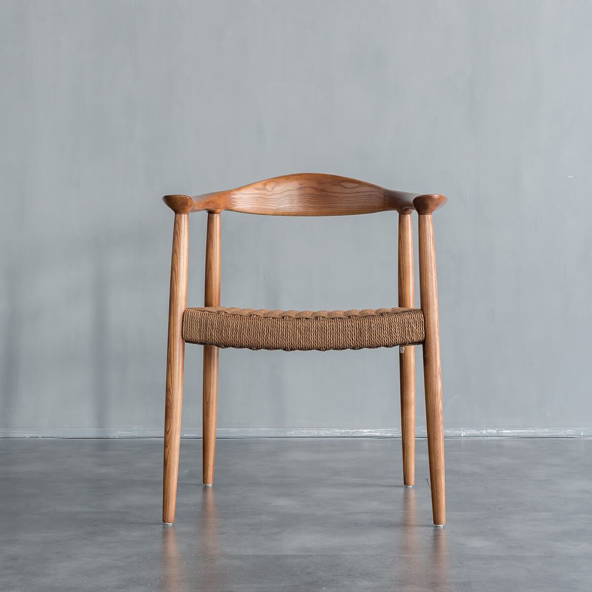 Front view of Lund Scandinavian paper cord dining chair