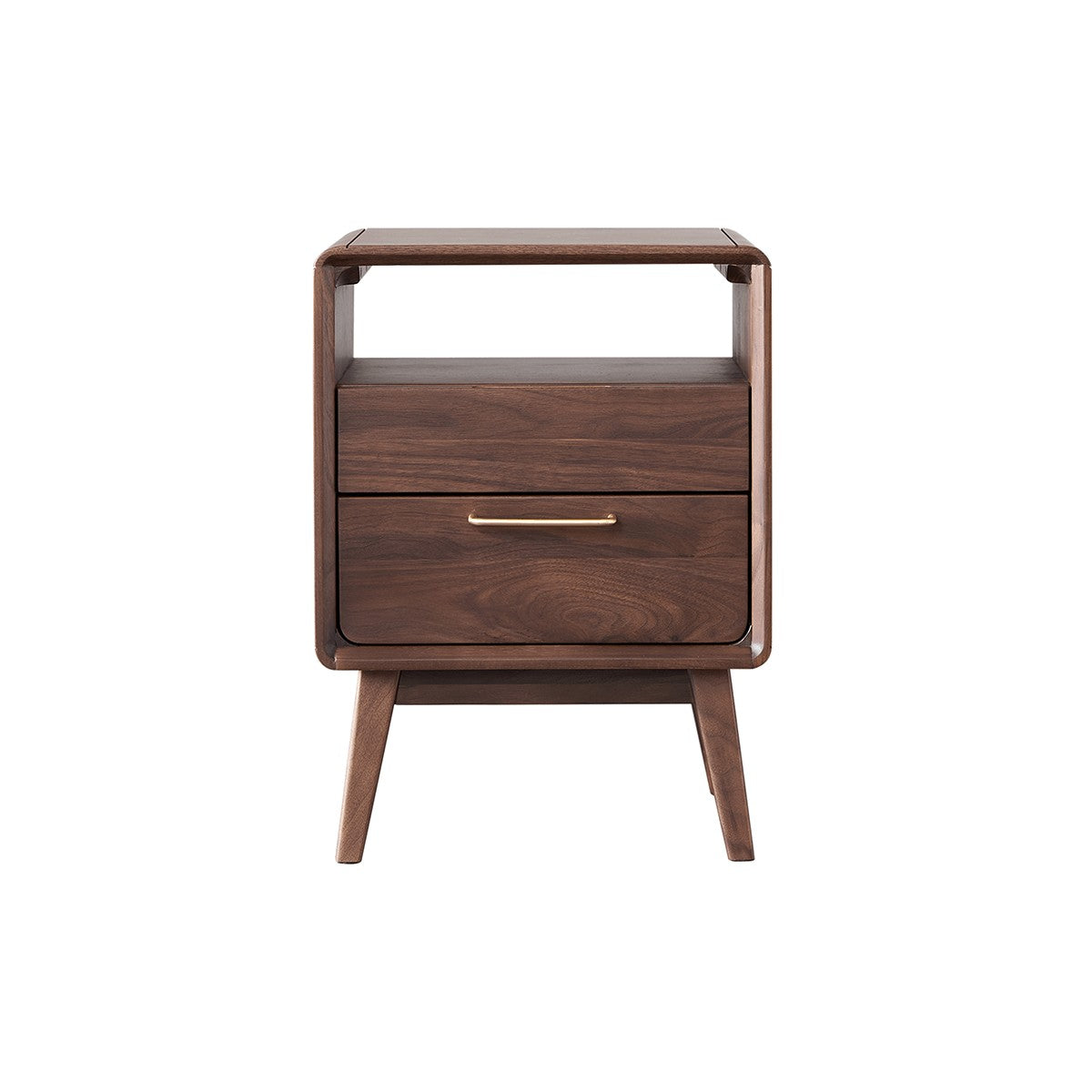 Luxembourg solid walnut bedside table front view