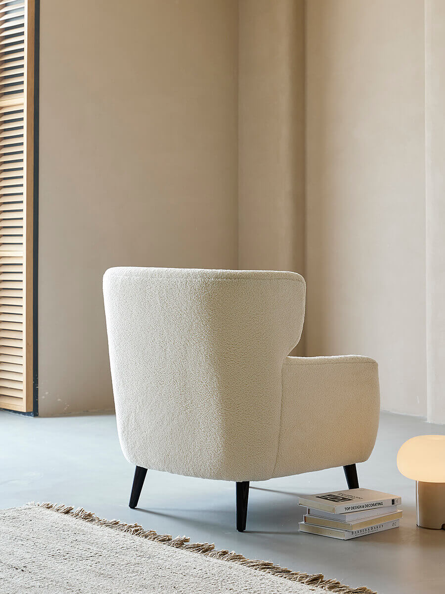 Mandy bouclé armchair rear view