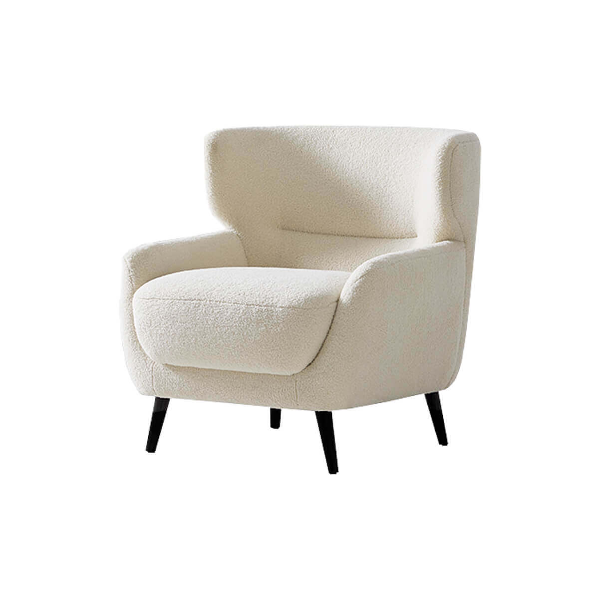 Mandy bouclé armchair front angled view