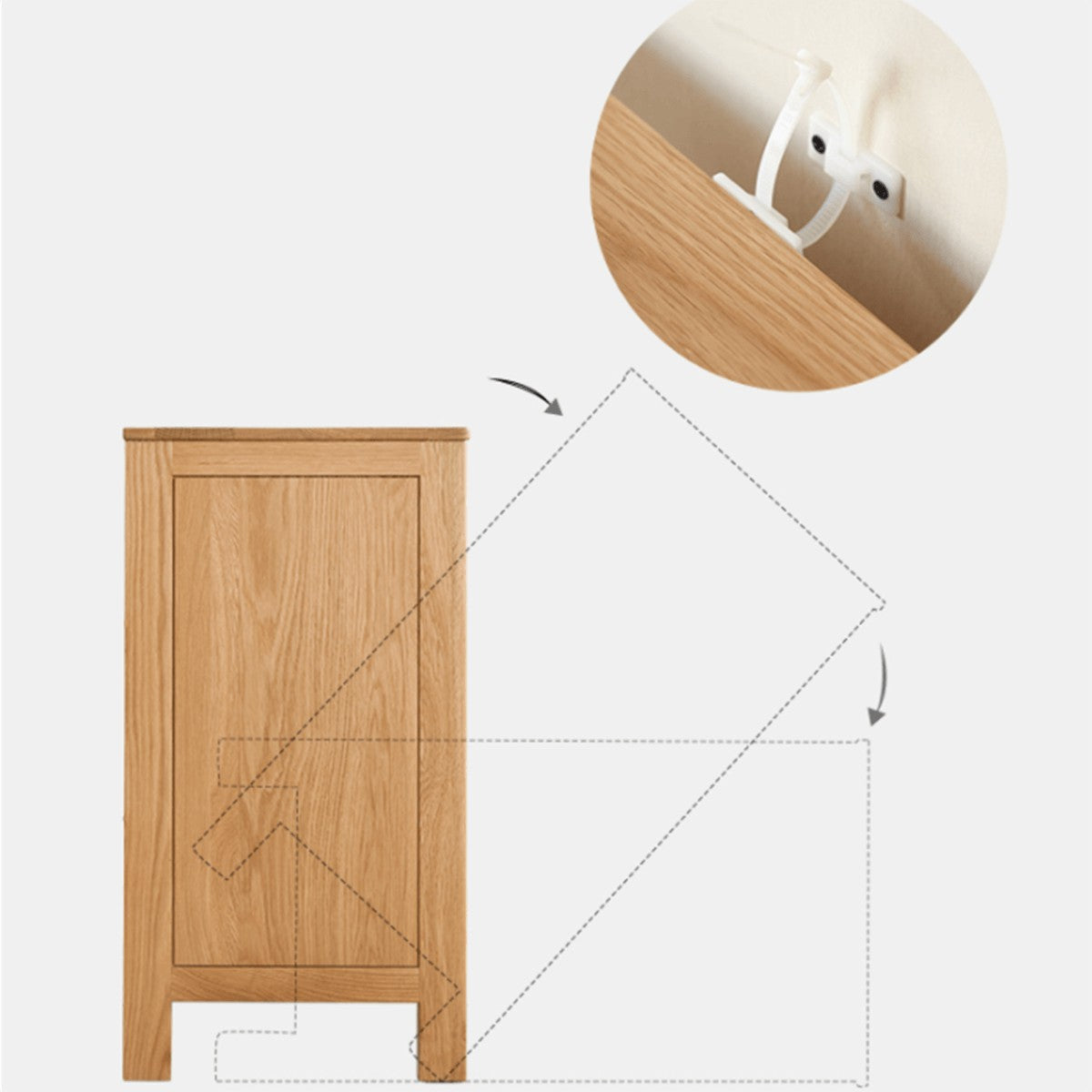 Norway Solid Oak Chest of Drawers Anti Tip Safety Kit