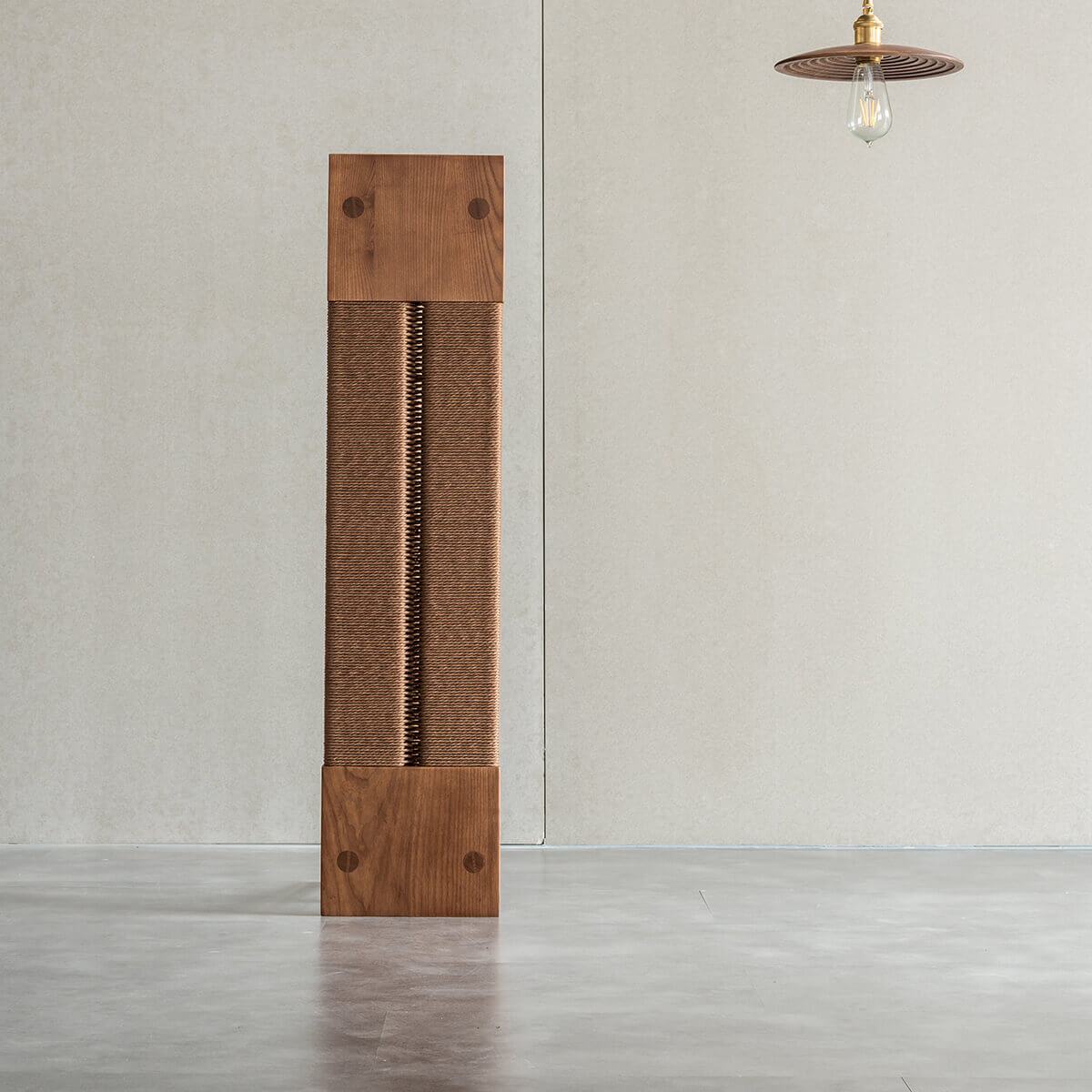 Saro bench in solid American ash with woven paper cord seat