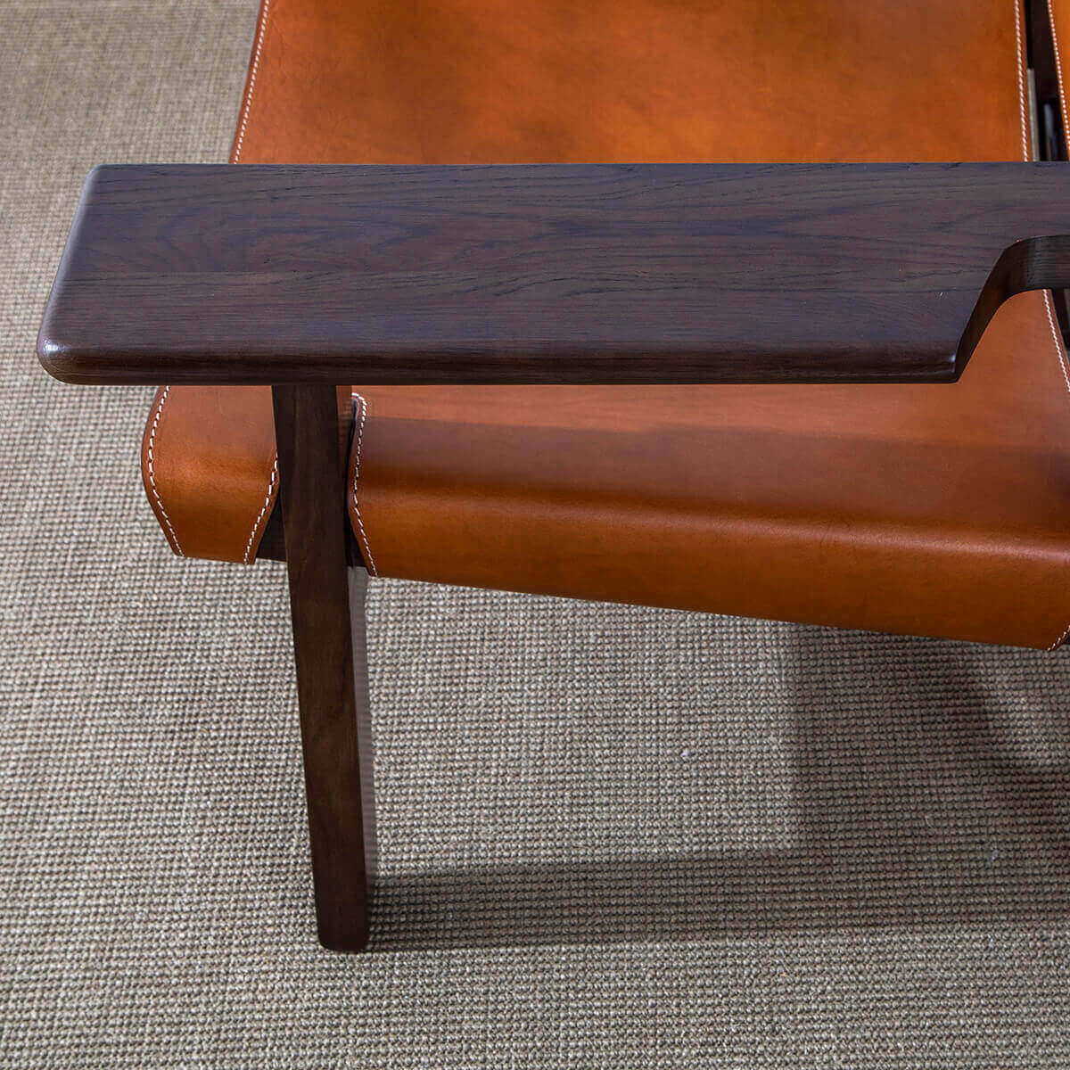 Solid timber armrest detail of Spanish armchair