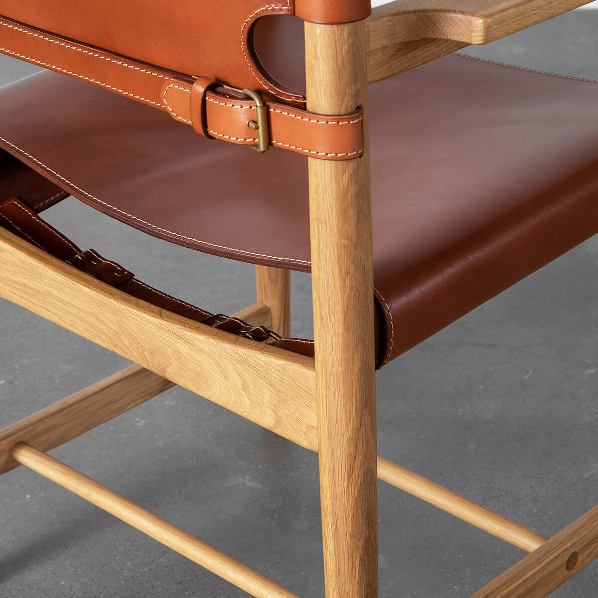 Spanish Dining Chair leather strap connection detail