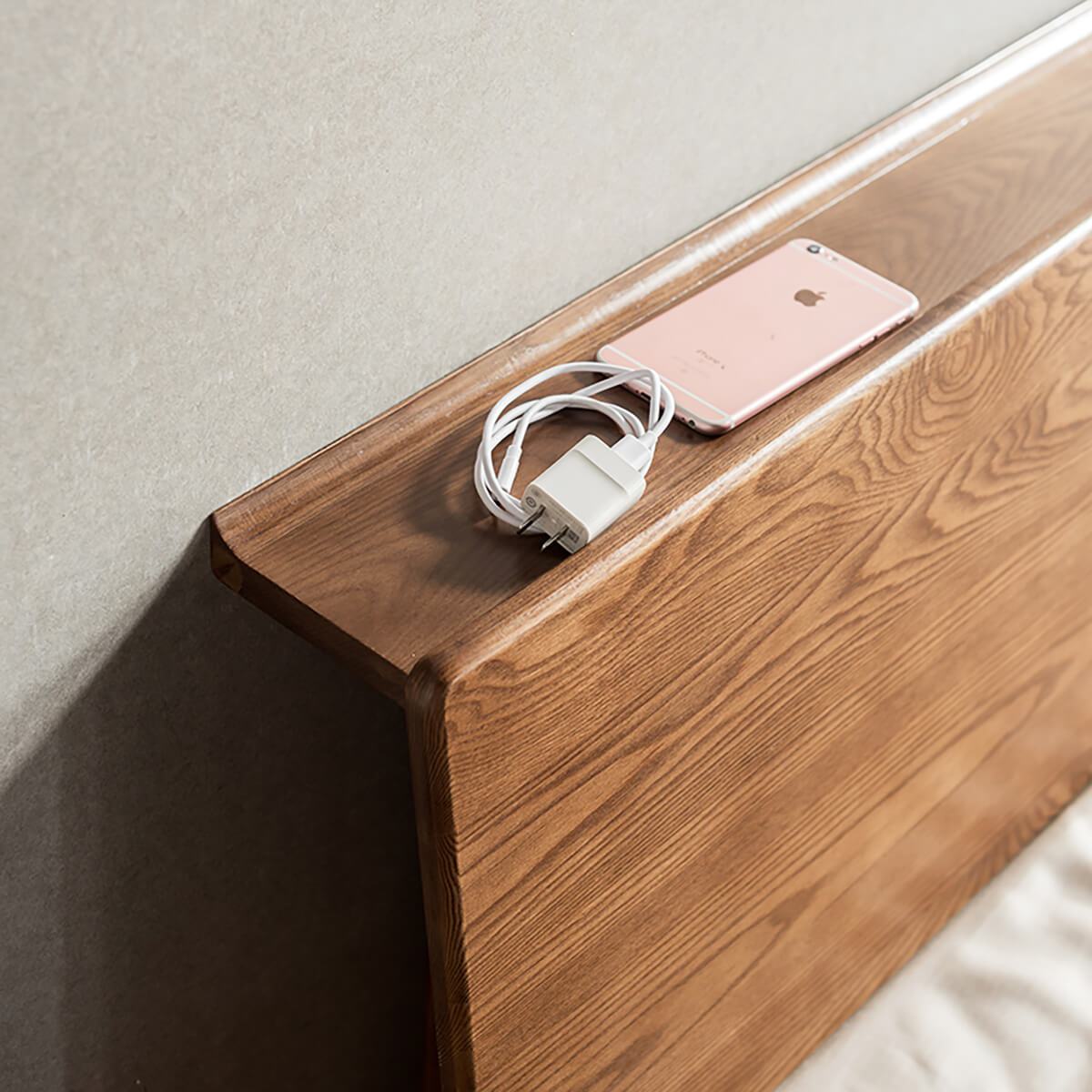 Close-up of the Stockholm Bed Frame headboard storage ledge