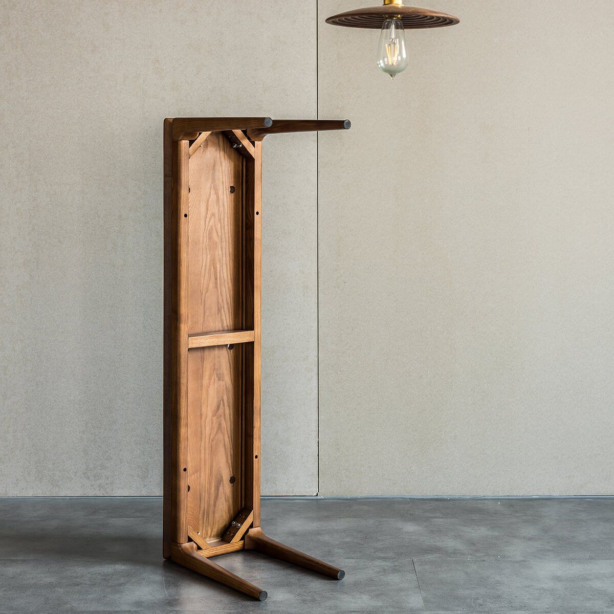 Close-up of the Stockholm Solid American Ash bench leg and joinery