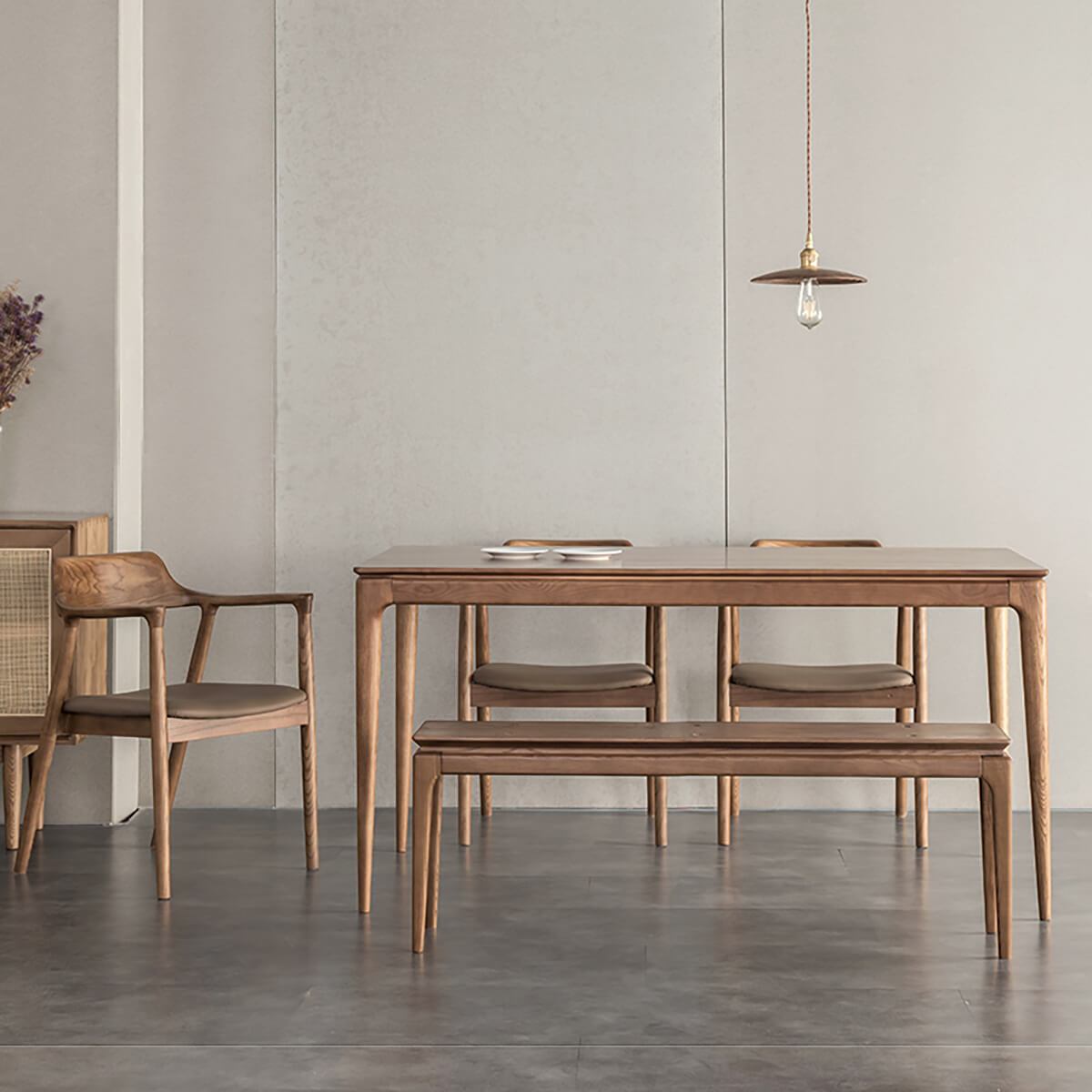 Side view of Stockholm Solid American Ash bench