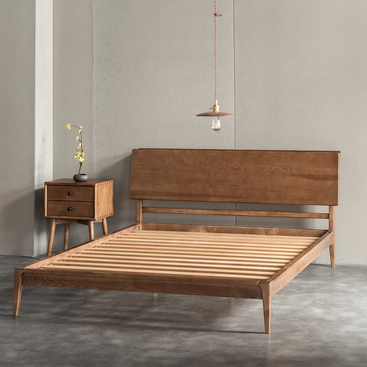 Angled view of the Stockholm Solid Ash Bed Frame