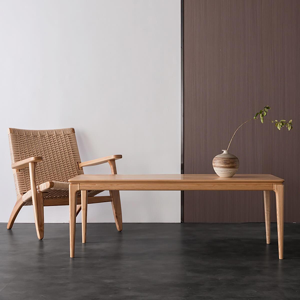 Stockholm solid ash coffee table with Scandinavian lounge chair