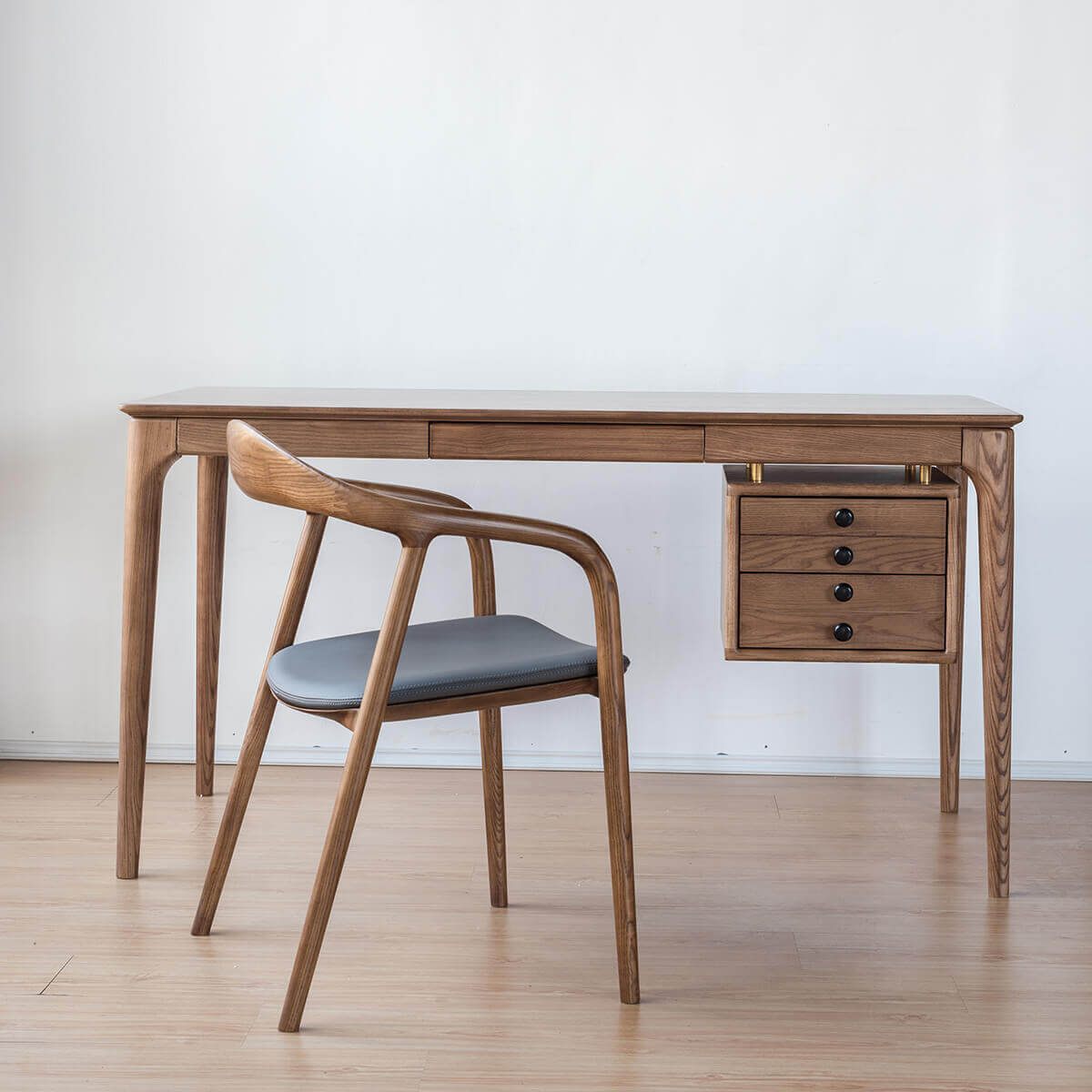 Stockholm solid ash desk paired with a Scandinavian office chair
