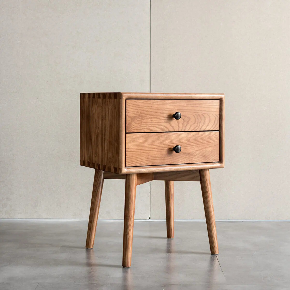Stockholm Solid Timber Bedside Table with two-drawer storage