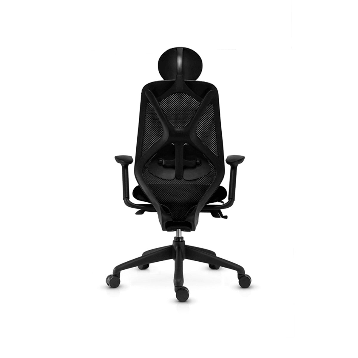 Rear view of SUIT office chair with ergonomic backrest