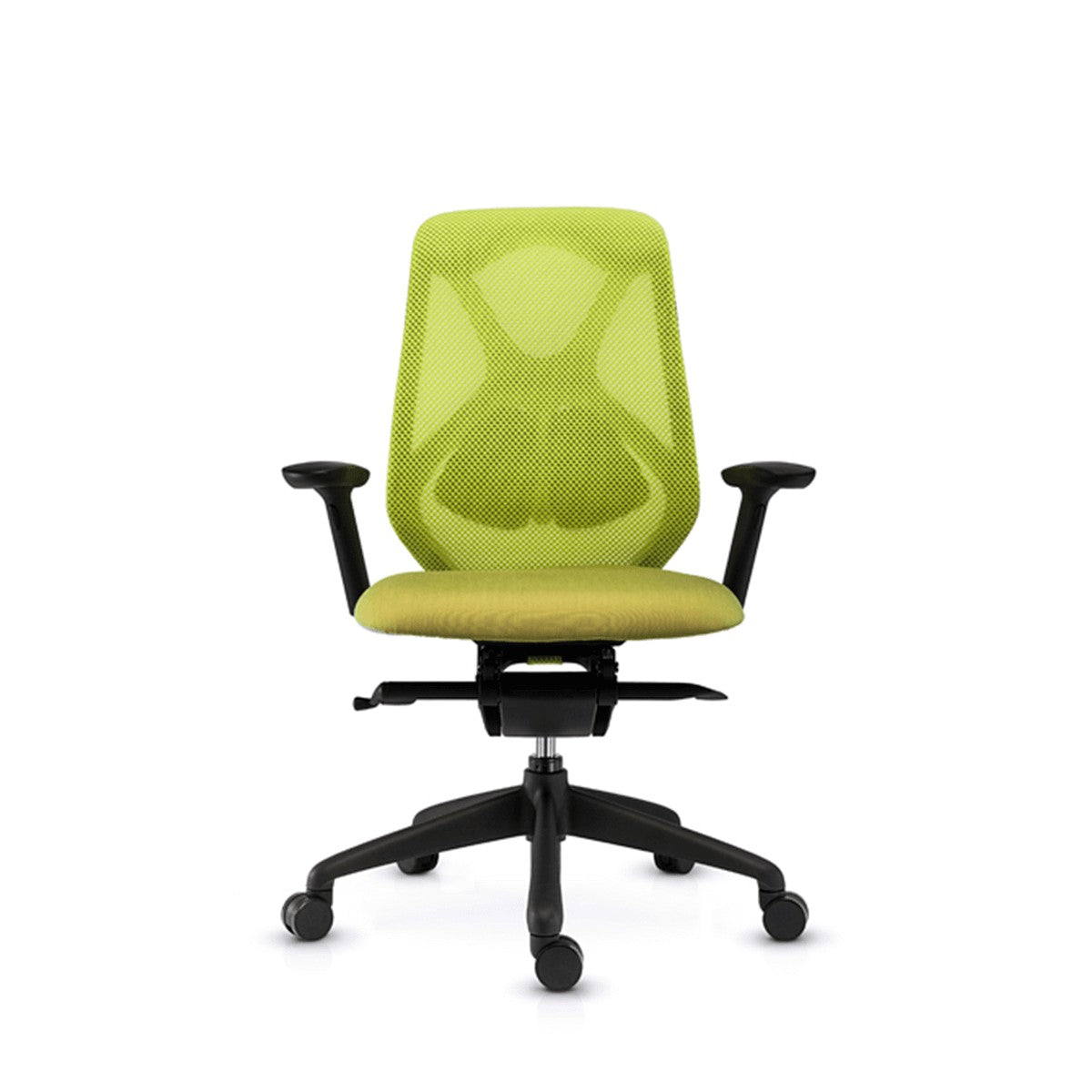 Front view of SUIT mid back ergonomic office chair in green